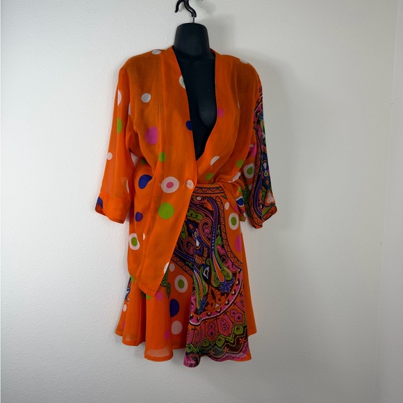 Unbranded Other - Vintage Masa Mura Orange Polka Dot Paisley Blouse + Skirt Set Farm Rio Vibes